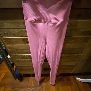 YEAR OF OURS. RIBBED VERONICA LEGGINGS. HOT PINK. SIZE SMALL